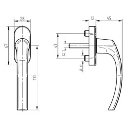 Aluminium-Fenstergriff | braun