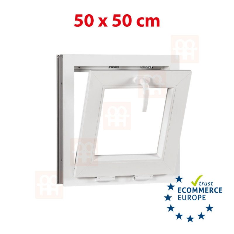 Kunststofffenster | 50x50 cm (500x500 mm) | weiß | Kipp-Fenster | 6 Kammern Kunststofffenster | 50x50 cm (500x500 mm) | weiß | Kipp-Fenster | 6 Kammern