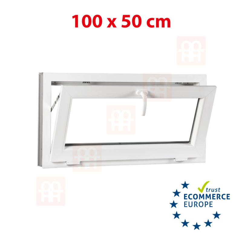 Kunststofffenster | 100x50 cm (1000x500 mm) | weiß | Kipp-Fenster Kunststofffenster | 100x50 cm (1000x500 mm) | weiß | Kipp-Fenster