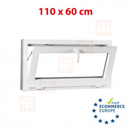 Kunststofffenster | 110x60 cm (1100x600 mm) | weiß | Kippfenster | 6 Kammern