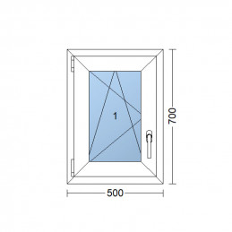 Kunststofffenster | 50x70 cm (500x700 mm) | weiß | Dreh-Kipp-Fenster | links 