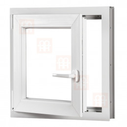 Kunststofffenster | 55x55 cm (550x550 mm) | weiß | Dreh-Kipp-Fenster | links 