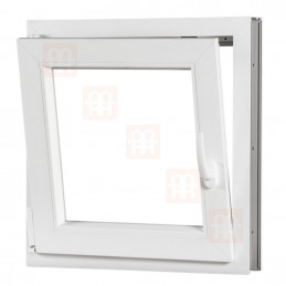 Kunststofffenster | 60x60 cm (600x600 mm) | weiß | Dreh-Kipp-Fenster | links 
