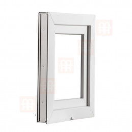 Kunststofffenster | 60x60 cm (600x600 mm) | weiß | Dreh-Kipp-Fenster | links 