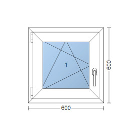 Kunststofffenster | 60x60 cm (600x600 mm) | weiß | Dreh-Kipp-Fenster | links 