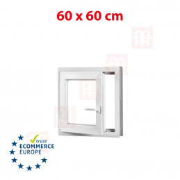 Kunststofffenster | 60x60 cm (600x600 mm) | weiß | Dreh-Kipp-Fenster | links | 6 Kammern