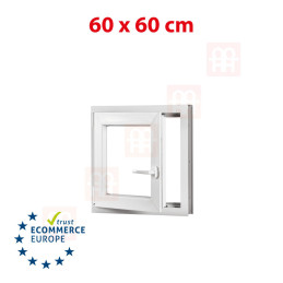 Kunststofffenster | 60x60 cm (600x600 mm) | weiß | Dreh-Kipp-Fenster | links 