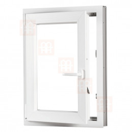 Kunststofffenster | 50x70 cm (500x700 mm) | weiß | Dreh-Kipp-Fenster | links | 6 Kammern