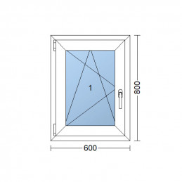 Kunststofffenster | 60x80 cm (600x800 mm) | weiß |Dreh-Kipp-Fenster | links 