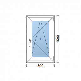 Kunststofffenster | 60 x 100 cm (600 x 1000 mm) | weiß | Dreh-Kipp-Fenster | rechts 