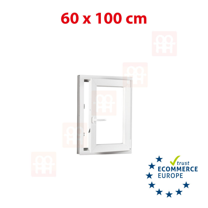 Kunststofffenster | 60 x 100 cm (600 x 1000 mm) | weiß | Dreh-Kipp-Fenster | rechts Kunststofffenster | 60 x 100 cm (600 x 1000 mm) | weiß | Dreh-Kipp-Fenster | rechts