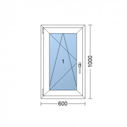 Kunststofffenster | 60x100 cm (600x1000 mm) | weiß | Dreh-Kipp-Fenster | links | 6 Kammern