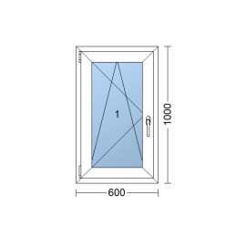 Kunststofffenster | 60x100 cm (600x1000 mm) | weiß | Dreh-Kipp-Fenster | links