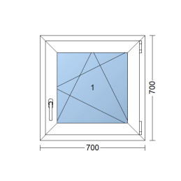 Kunststofffenster | 70 x 70 cm (700 x 700 mm) | weiß | Dreh-Kipp-Fenster | rechts