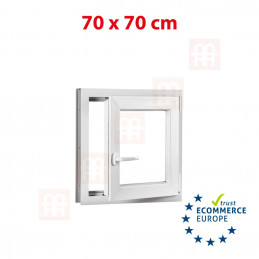 Kunststofffenster | 70x70 cm (700x700 mm) | weiß | Dreh-Kipp-Fenster | rechts | 6 Kammern