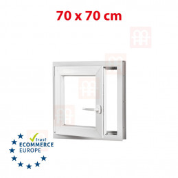 Kunststofffenster | 70x70 cm (700x700 mm) | weiß | Dreh-Kipp-Fenster | links | 6 Kammern