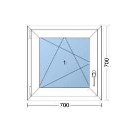 Kunststofffenster | 70x70 cm (700x700 mm) | weiß | Dreh-Kipp-Fenster | links