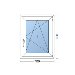 Kunststofffenster | 70 x 90 cm (700 x 900 mm) | weiß | Dreh-Kipp-Fenster | rechts 