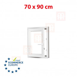 Kunststofffenster | 70x90 cm (700x900 mm) | weiß | Dreh-Kipp-Fenster | links | 6 Kammern
