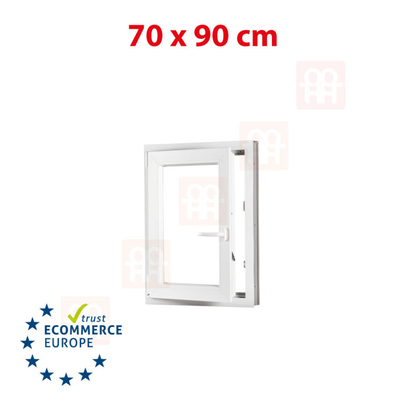Kunststofffenster | 70x90 cm (700x900 mm) | weiß | Dreh-Kipp-Fenster | links Kunststofffenster | 70x90 cm (700x900 mm) | weiß | Dreh-Kipp-Fenster | links