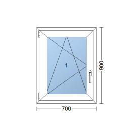 Kunststofffenster | 70x90 cm (700x900 mm) | weiß | Dreh-Kipp-Fenster | links 