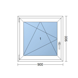 Kunststofffenster | 90x90 cm (900x900 mm) | weiß | Dreh-Kipp-Fenster | links