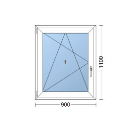 Kunststofffenster | 90x110 cm (900x1100 mm) | weiß | Dreh-Kipp-Fenster | links 