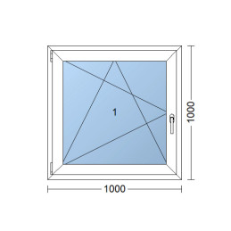 Kunststofffenster | 100x100 cm (1000x1000 mm) | weiß | Dreh-Kipp-Fenster | links