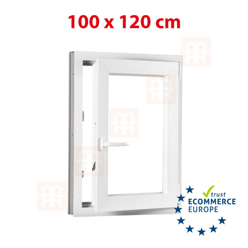 Kunststofffenster | 100x120 cm (1000x1200 mm) | weiß | Dreh-Kipp-Fenster | rechts | 6 Kammern Kunststofffenster | 100x120 cm (1000x1200 mm) | weiß | Dreh-Kipp-Fenster | rechts | 6 Kammern