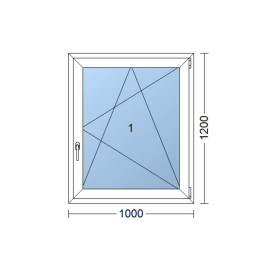 Kunststofffenster | 100 x 120 cm (1000 x 1200 mm) | weiß | Dreh-Kipp-Fenster | rechts 