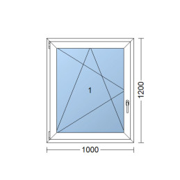 Kunststofffenster | 100x120 cm (1000x1200 mm) | weiß | Dreh-Kipp-Fenster | links 