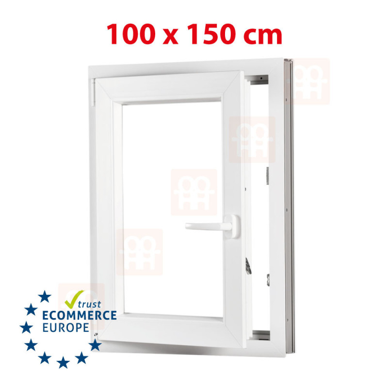 Kunststofffenster | 100x150 cm (1000x1500 mm) | weiß | Dreh-Kipp-Fenster | links | 6 Kammern Kunststofffenster | 100x150 cm (1000x1500 mm) | weiß | Dreh-Kipp-Fenster | links | 6 Kammern