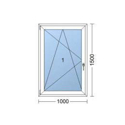 Kunststofffenster | 100x150 cm (1000x1500 mm) | weiß | Dreh-Kipp-Fenster | links 