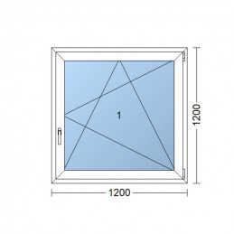 Kunststofffenster | 120 x 120 cm (1200 x 1200 mm) | weiß | Dreh-Kipp-Fenster | rechts