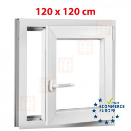 Kunststofffenster | 120 x 120 cm (1200 x 1200 mm) | weiß | Dreh-Kipp-Fenster | rechts