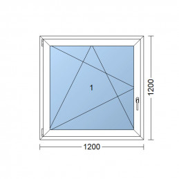 Kunststofffenster | 120x120 cm (1200x1200 mm) | weiß | Dreh-Kipp-Fenster | links 
