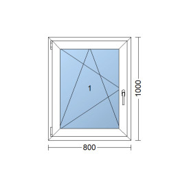 Kunststofffenster | 80x100 cm (800x1000 mm) | weiß | Dreh-Kipp-Fenster | links