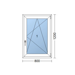 Kunststofffenster | 80 x 120 cm (800 x 1200 mm) | weiß | Dreh-Kipp-Fenster | rechts