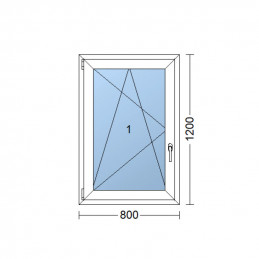 Kunststofffenster | 80x120 cm (800x1200 mm) | weiß | Dreh-Kipp-Fenster | links
