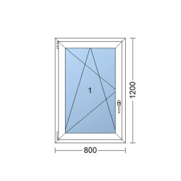 Kunststofffenster | 80x120 cm (800x1200 mm) | weiß | Dreh-Kipp-Fenster | links