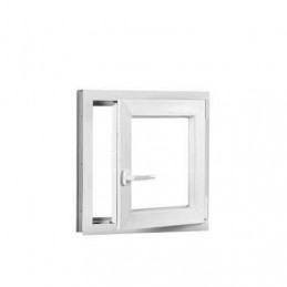 Kunststofffenster | 80x80 cm (800x800 mm) | weiß | Dreh-Kipp-Fenster | rechts | 6 Kammern
