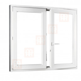 Kunststofffenster | 130x130 cm (1300x1300 mm) | weiß | Zweiflügelige ohne Pfosten | rechts 