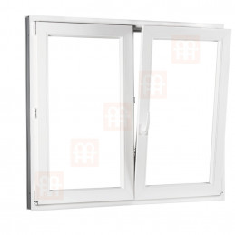 Kunststofffenster | 130x130 cm (1300x1300 mm) | weiß | Zweiflügelige ohne Pfosten | rechts 