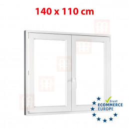 Kunststofffenster | 140x110 cm (1400x1100 mm) | weiß | Zweiflügelige ohne Pfosten | rechts | 6 Kammern
