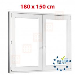 Kunststofffenster | 180x150 cm (1800x1500 mm) | weiß | Zweiflügelige ohne Pfosten | rechts | 6 Kammern