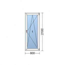 Kunststoff-Balkontüren | 80 x 210 cm (800 x 2100 mm) | weiß | Dreh-Kipp | rechts