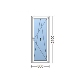 Kunststoff-Balkontüren | 80 x 210 cm (800 x 2100 mm) | weiß | Dreh-Kipp | rechts