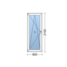 Kunststoff-Balkontüren | 80 x 210 cm (800 x 2100 mm) | weiß | Dreh-Kipp | links