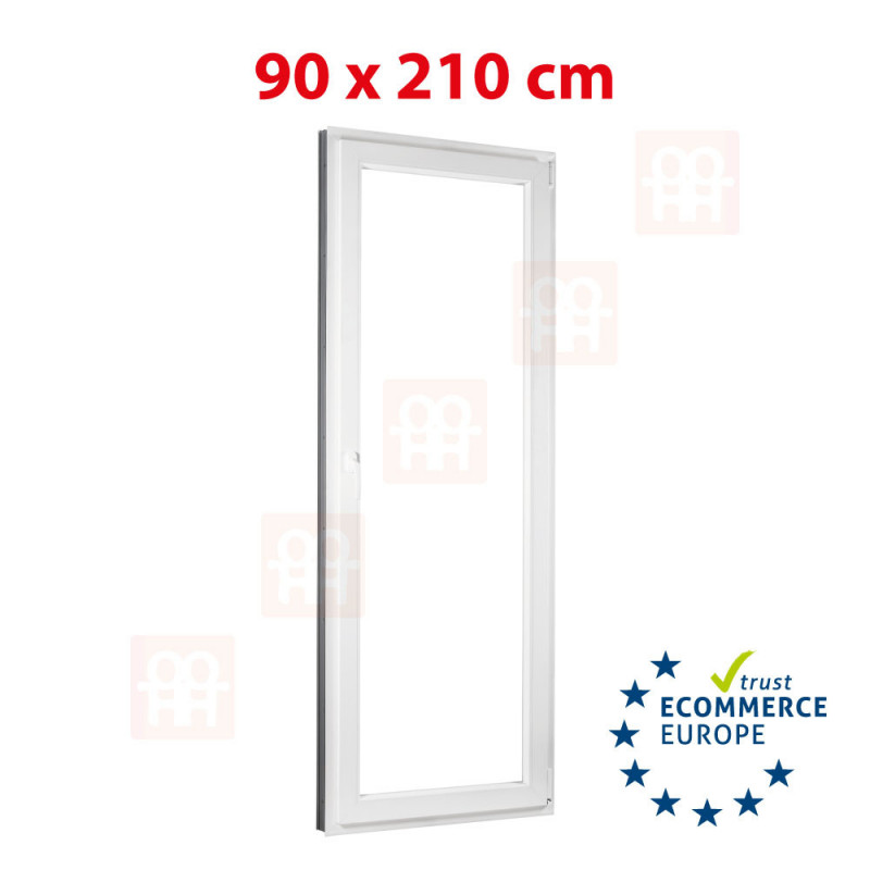 Kunststoff-Balkontüren | 90 x 210 cm (900 x 2100 mm) | weiß | Dreh-Kipp | rechts