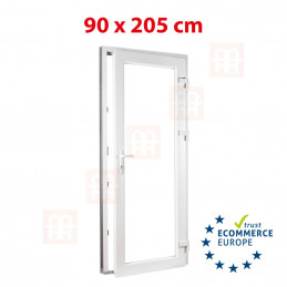 Nebeneingangstür  | 90x205 cm (900x2050 mm) | weiß | 2-fach-Isolierglas| rechts